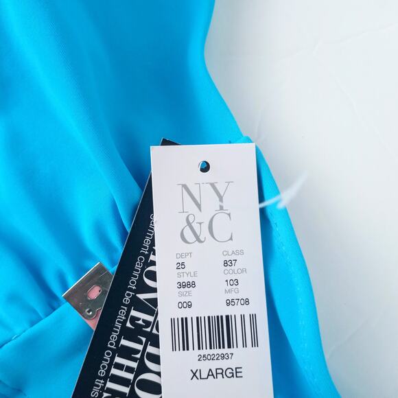 Turquoise Side Cutout Wrap Bikini Top New York & Co XL NWT - Picture 9 of 10